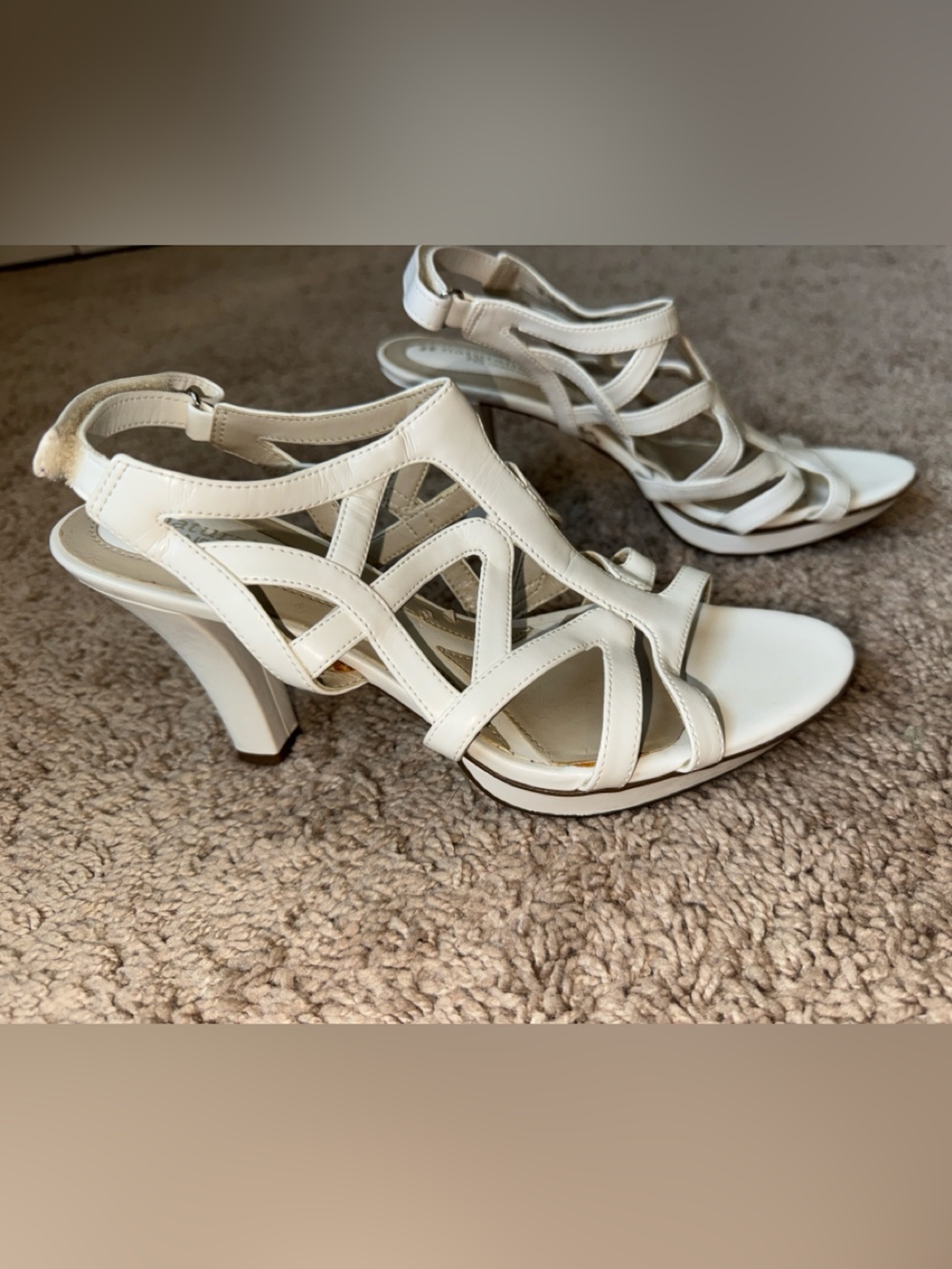 Naturalizer Women's White Strappy Dress Heels size 7